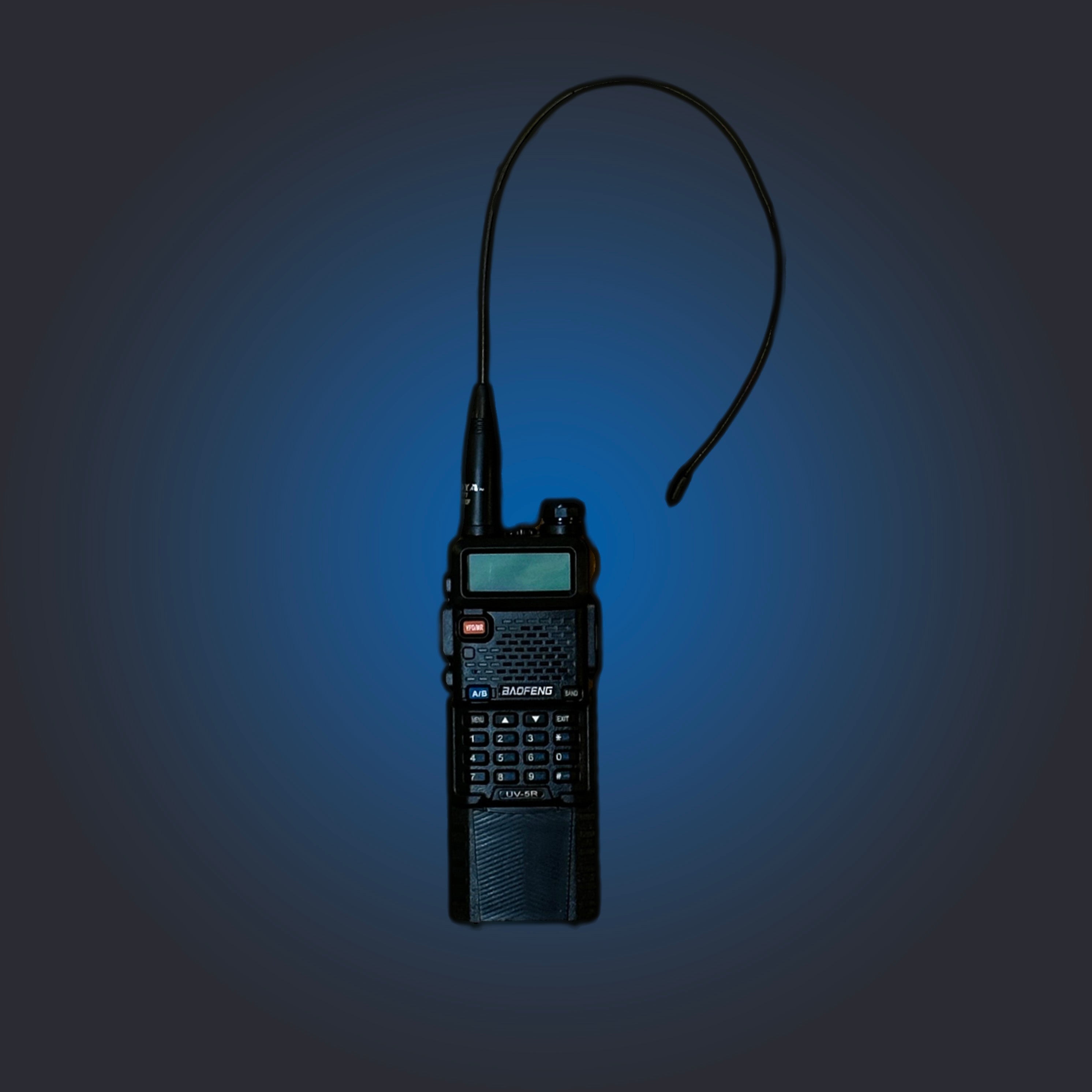 Antenna is a wip antenna and will be straight unless bent. Bend in the antenna pictured is for aesthetic purposes.