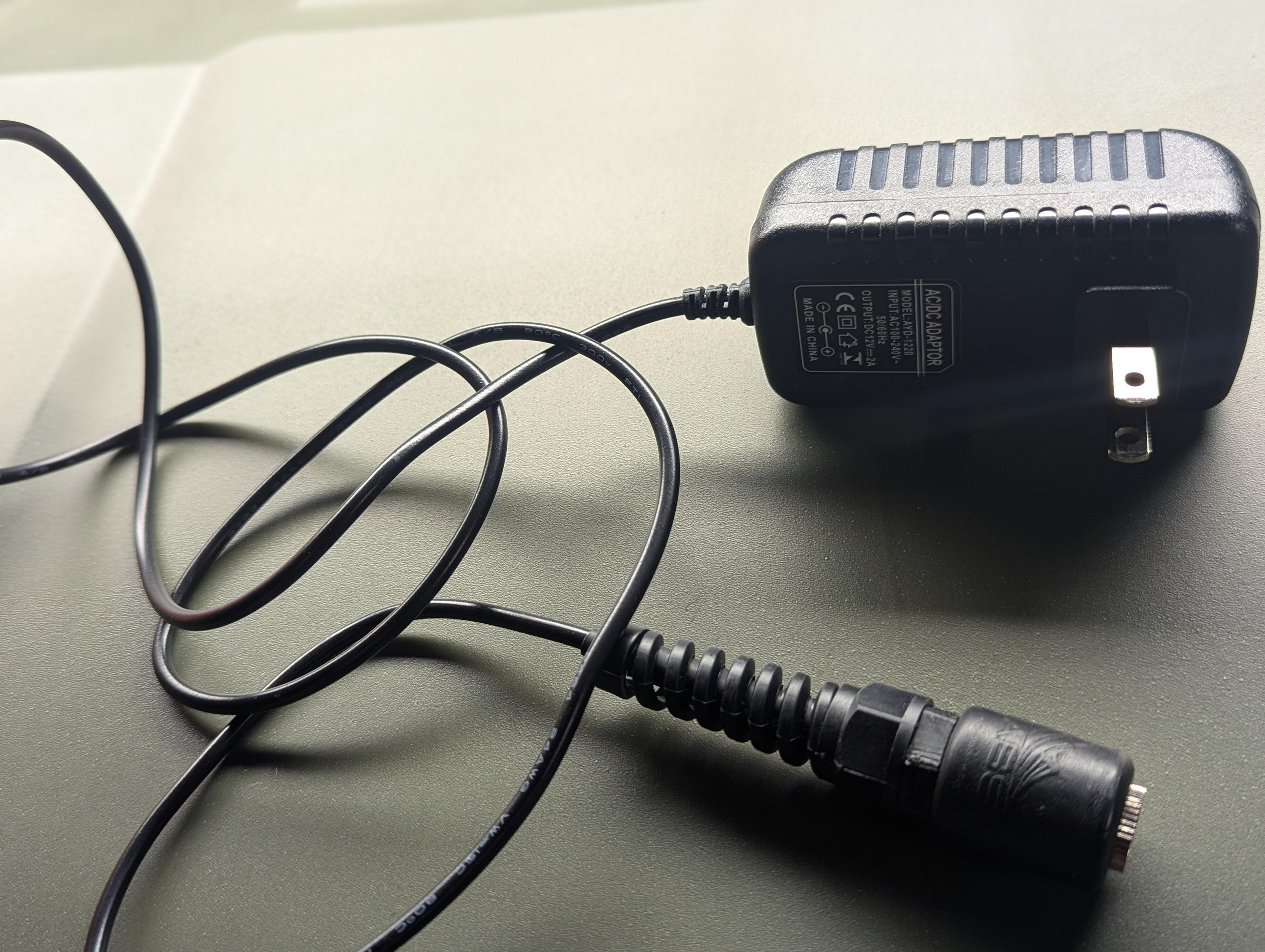 AT Labs RC-1 rapid charger: 12V 2A wall adapter with 36-inch cable for RM-1 and RM-2 radios